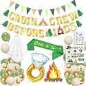 Camp Bachelorette Decorations Kit Gold Green 65 Pcs