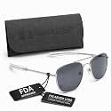 CampCo Humvee Pilot Sunglasses - Polarized Aviator Sunglasses Bayonette, 57mm, Matte Silver Frame, Gray Polarized Lens