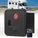 Camper Tankless Water Heater, On Demand RV Tankless Water Heater Propane, 55000 BTUs 3.9 GPM, DC 12V, 15 x 15 inch Door &amp; Front Water Outlet, Energy Saving &amp; Freeze Protection NoShowerHead-Black