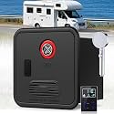 Camper Tankless Water Heater, On Demand RV Tankless Water Heater Propane, 55000 BTUs 3.9 GPM, DC 12V, 15 x 15 inch Door &amp; Front Water Outlet, Energy Saving &amp; Freeze Protection WithShowerHead-Black