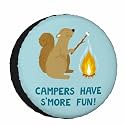 Campers Theme Spare Tire Cover for RV Trailer Squirrel Cute Smiling Squirrel with Marshmallow Campfire Wheel Protectors Weatherproof Polyester Tire Case for All Cars SUV Camper Travel 15 inch