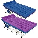 COLMERD Camping Cot with Comfortable Mattress Violet and Cerulean Cots for Sleeping Heavy Duty Camping Bed 2 Person Folding Cot Include Carry Bag Camping Cots for Adults Vacation Indoor Outdoor