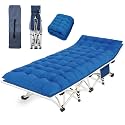 Camping Cots with Comfortable Mattress Sleeping Bed for Camping Folding Cot with Pad Heavy Duty Sleeping Cot with Carry Bag Guest Cots for Adults Easy to Set Up Office Nap Vacation Outdoor Indoor