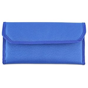 book holder travel organizer card holder vehicle documents holder with multi pocket expanding zip pouch - blue