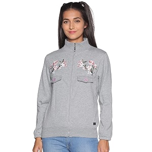 Campus Sutra Cotton Women High Neck Sweatshirt