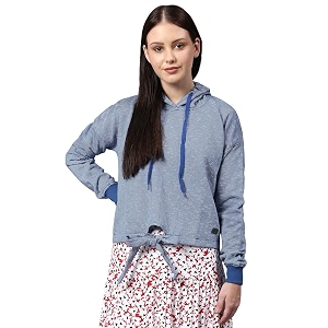 Campus Sutra Cotton Women High Neck Sweatshirt