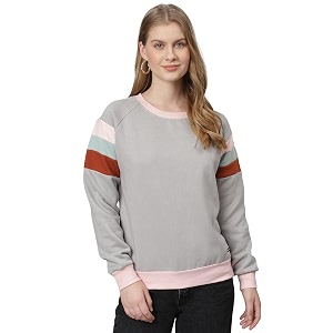 Campus Sutra Cotton Women High Neck Sweatshirt