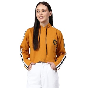 Campus Sutra Cotton Women Hooded Sweatshirt