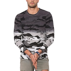 CAHOOT Mens Camouflage Full Sleeve Plain T