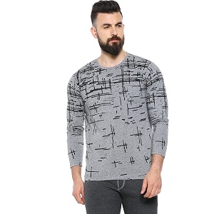 CAHOOT Mens Grey Graphic Printed Full Sleeve