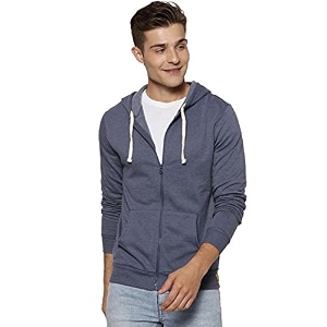 CAHOOT Mens Zip-Front Hoodie with Contrast Drawstring