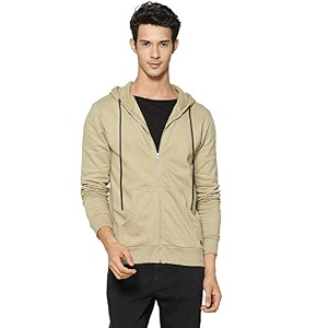 CAHOOT Mens Zip-Front Hoodie with Contrast Drawstring