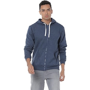 CAHOOT Mens Zip-Front Hoodie with Contrast Drawstring