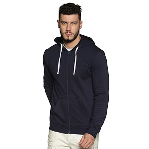 CAHOOT Mens Zip-Front Hoodie with Contrast Drawstring