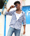 CAHOOT Men Printed Casual Blue Shirt