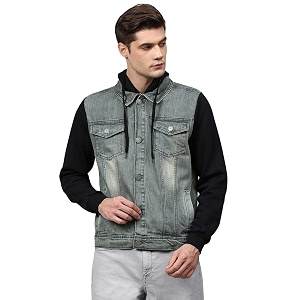 CAHOOT Mens Grey Black Light-Wash Denim