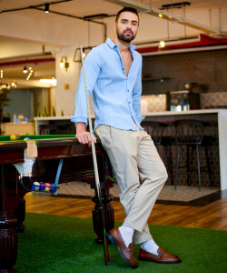 cahoot men solid casual blue shirt
