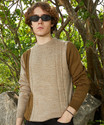 CAHOOT Self Design Round Neck Casual Men Beige, Brown Sweater