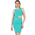 Campus Sutra Women's Solid Teal Blue Sleeveless Mini Length Regular Fit Dress for Casual Wear | Crewneck Dress Crafted with Comfort Fit and High Performance for Everyday Wear