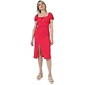 PNACOLADA Women's Solid Red Short Sleeve Midi Length Regular Fit Dress for Casual Wear | Sweetheart Neck Dress Crafted with Comfort Fit and High Performance for Everyday Wear