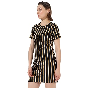 pnacolada women39s blue striped short sleeve mini length regular fit dress for casual wear  crewneck dress crafted with comfort fit and high performance for everyday wear