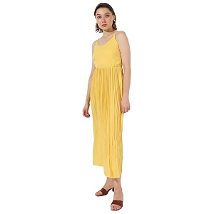 campus sutra women39s solid yellow sleeveless maxi length regular fit dress for casual wear  v neck dress crafted with comfort fit and high performance for everyday wear