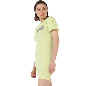 campus sutra women39s yellow printed short sleeve mini length regular fit dress for casual wear  crewneck dress crafted with comfort fit and high performance for everyday wear
