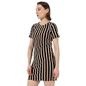 Campus Sutra Women's Blue Striped Short Sleeve Mini Length Regular Fit Dress for Casual Wear | Crewneck Dress Crafted with Comfort Fit and High Performance for Everyday Wear