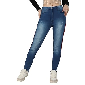 PINACOLADA Womens Side-Striped Denim Jeans for Casual