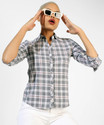 PINACOLADA Women Checkered Casual Grey, White, Maroon Shirt