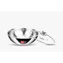 Camro Triply Artisian Tasla with Glass Lid (22cm, 1.8 litres) | Stainless Steel Cookware | Kadhai Deep Fry Curry Gravy Induction Ready