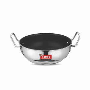 camro non-stick kadhai 12 no 2 liters  low oil cooking  easy to clean  induction gas stove compatible  dishwasher safe  6-year warranty