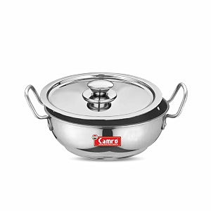 camro non stick kadhai with lid 13 no 25 liters  stainless steel kadhai  gas stove compatible  dishwasher safe  15years of innovation and quality