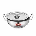 Camro Non stick Kadhai With Lid (15 No, 4 Liters) | Stainless steel Kadhai | Gas Stove Compatible | Dishwasher Safe | 15+Years of Innovation and Quality