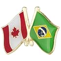 Canada Canadian National Flag Crossed Flags Friendship Love Alliance Allies 1"" Enamel Pin (Brazil/Brazilian)