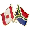 Canada Canadian National Flag Crossed Flags Friendship Love Alliance Allies 1"" Enamel Pin (South Africa/African)