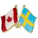 Canada Canadian National Flag Crossed Flags Friendship Love Alliance Allies 1"" Enamel Pin (Sweden/Swedish)