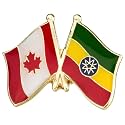 Canada Canadian National Flag Crossed Flags Friendship Love Alliance Allies 1"" Enamel Pin (Ethiopia/Ethiopian)