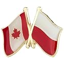 Canada Canadian National Flag Crossed Flags Friendship Love Alliance Allies 1"" Enamel Pin (Poland/Polish)