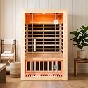 Canadian Hemlock 2 Person Infrared Sauna with Bluetooth, 1760W 120V Low EMF with Control Panel Home Indoor Dry Sauna Room for Gym & Spa 2Person 47.2" W x 39.4" D x 72" H