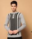 CANBLAR Colorblock Mandarin Neck Casual Men Grey Sweater