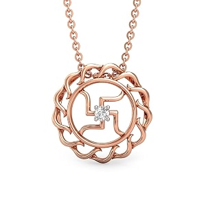 candere by kalyan jewellers bis hallmark gold and cubic zirconia religious pendant for women