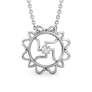 candere by kalyan jewellers bis hallmark gold and cubic zirconia religious pendant for women