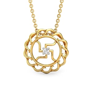 candere by kalyan jewellers bis hallmark gold and cubic zirconia religious pendant for women