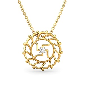 candere by kalyan jewellers bis hallmark gold and cubic zirconia religious pendant for women