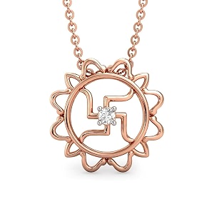 candere by kalyan jewellers bis hallmark gold and cubic zirconia religious pendant for women