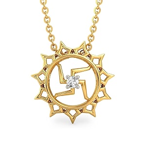 candere by kalyan jewellers bis hallmark gold and cubic zirconia religious pendant for women