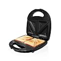 Candes Crunch Sandwich Toaster 4 Slices Non-Stick Fixed with Sandwich Plated Plates - 750 W (1 Year Warranty) Black & Silver