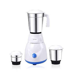 candes imperial 550 watt mixer grinder with 3 jars powerful motor with 1 year warranty white blue