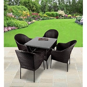 candid home premium d-8 gardenbalconyterrace patio seating chair and table set outdoor furniture 4 chair 1 table d-15 black